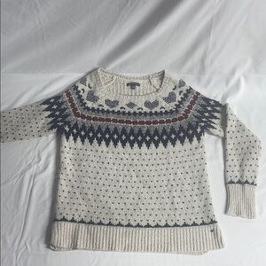 American Eagle Outfitters Fair Isle Sweater - Cream and Navy